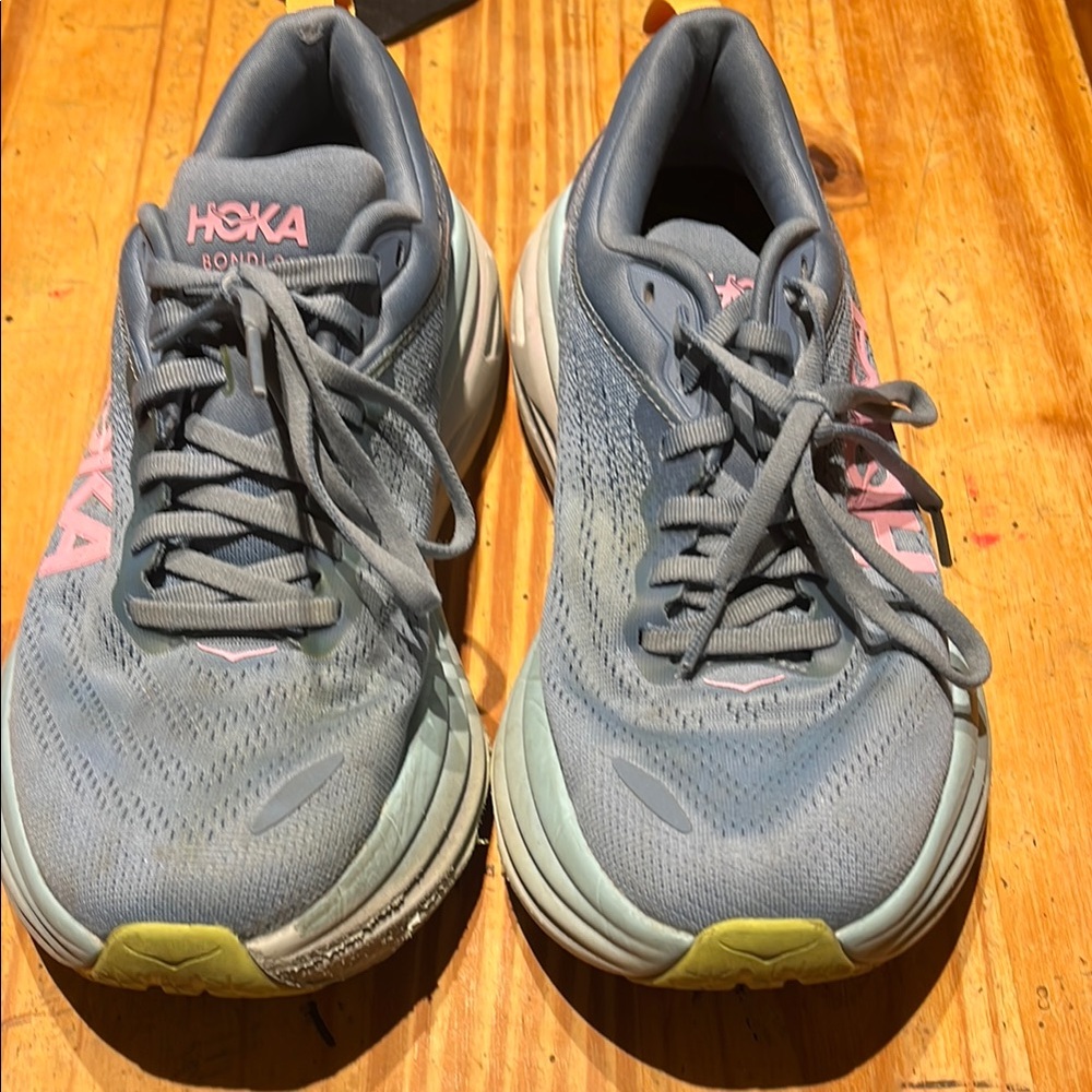 Hoka Blue and Pink Athletic Shoes with Cushioned Midsole